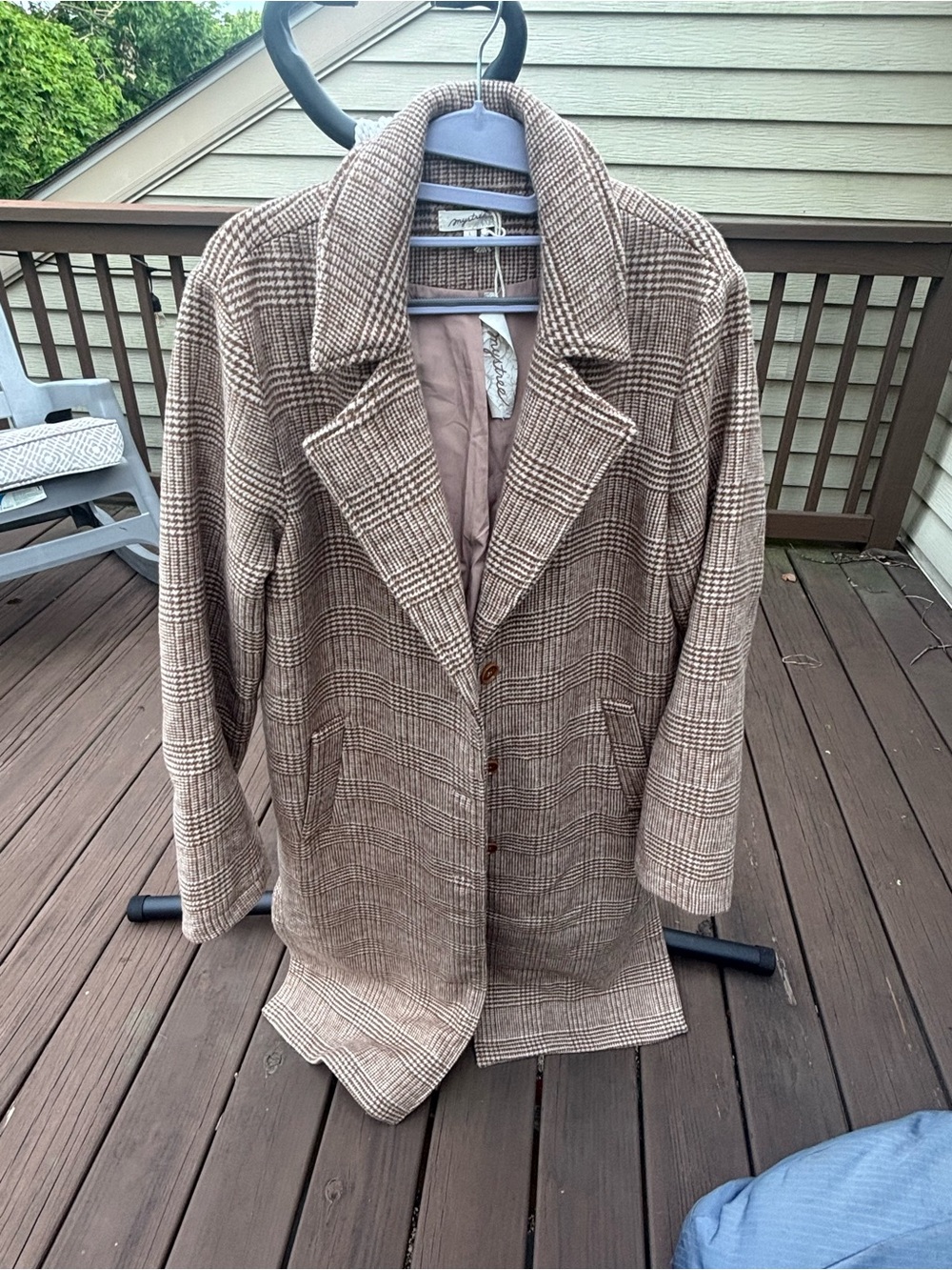 Mystree Brown Plaid Trench Coat